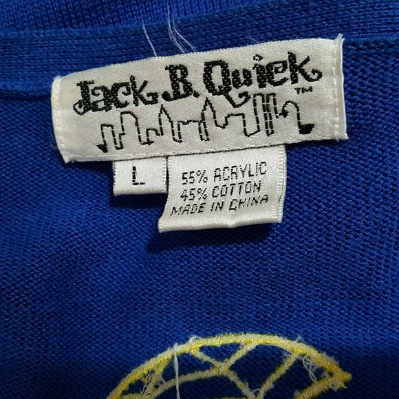 Jack B Quick Women's Cardigan Sweater Large Blue Flamingos Umbrellas Beaded - Picture 4 of 12